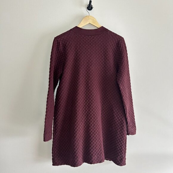 COS Textured Knit Long Quilted Jacquard Burgundy Cardigan Size S - Picture 7 of 7